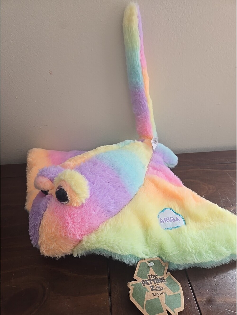 The petting zoo Sting-ray Neon Pastel Multi Color stuff Plush 18 in W x 22 Aruba